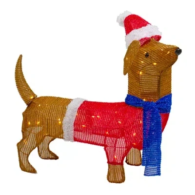 Northlight 26in Led Lighted Dachshund Dog Christmas Yard Art In Brown