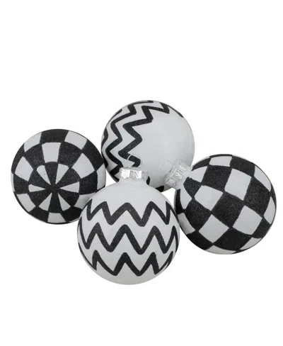 Northlight 2.75" Glass Ball Christmas Decoration 67mm, Set Of 4 In Black