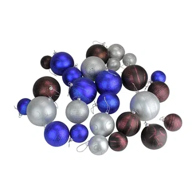 Northlight 27ct Blue And Brown Shatterproof Matte Christmas Ball Ornaments 4'' (100mm) In Multi