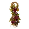 Northlight 28in Autumn Harvest Mums With Pomegranate Grapevine Garland In Multi