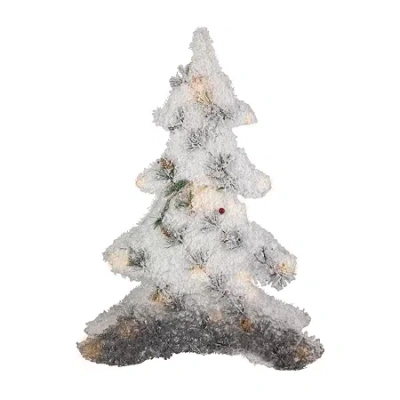 Northlight 28" Led Lighted 2d Tinsel And Pine 2 Foot Pine Christmas Tree In White