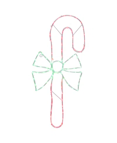 Northlight 28" Led Lighted Candy Cane With Bow Christmas Window Silhouette In Red