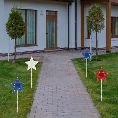 Northlight 28" Lighted Stars Outdoor 4th Of July Yard Art In Multi