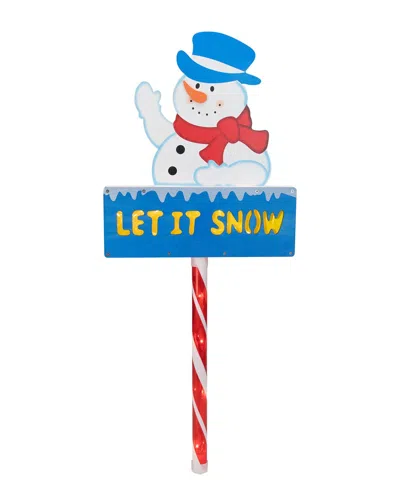 Northlight 28.5in Lighted Snowman 'let It Snow' Christmas Lawn Pathway Markers In Blue