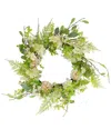 Northlight Hydrangea And Fern Spring Floral Berry Wreath, 28" In Green