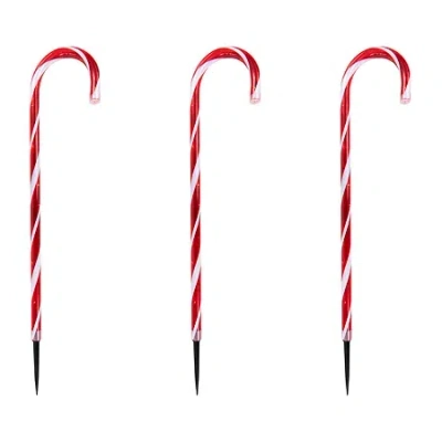 Northlight 28in Led Candy Cane Pathway Markers Christmas Yard Art In Multi