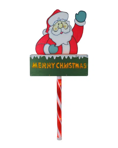 Northlight 28in Lighted Santa Claus 'merry Christmas' Lawn Pathway Markers In Red