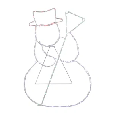 Northlight 28in Lighted Standing Snowman Silhouette Decor Christmas Yard Art In White