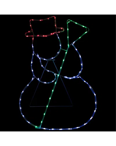 Northlight 28in Lighted Standing Snowman Silhouette Outdoor Display In White