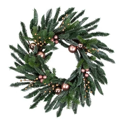 Northlight 28in Ornament Ball Unlit Wreath In Green