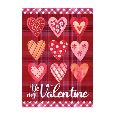 Northlight 28in X 40in Plaid And Heart Outdoor House Flag Valentines Day Yard Art In Pink