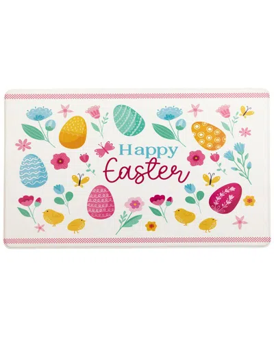 Northlight 29in Pastel Eggs & Chicks Happy Easter Kitchen Mat In White