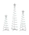 Northlight Set Of 3 Green Lighted Spiral Christmas Trees Yard Decorations In Green
