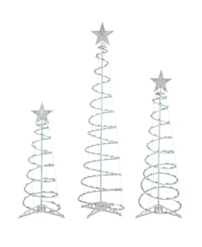 NORTHLIGHT 3' 4' AND 6' LIGHTED SPIRAL CHRISTMAS TREES, SET OF 3