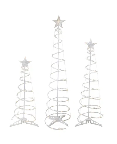 Northlight 3' 4' And 6' Lighted Warm White Outdoor Spiral Christmas Cone Trees Set Of 3 Led