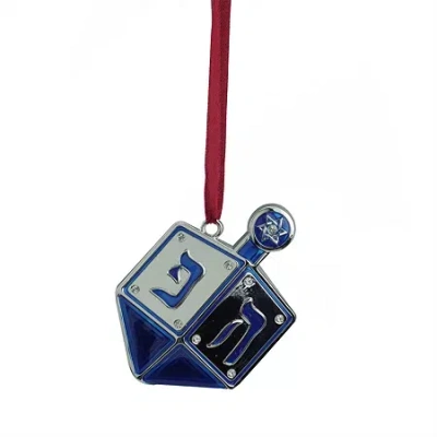 Northlight 3'' Blue And Silver Dreidel Hanukkah Holiday Ornament With European Crystals