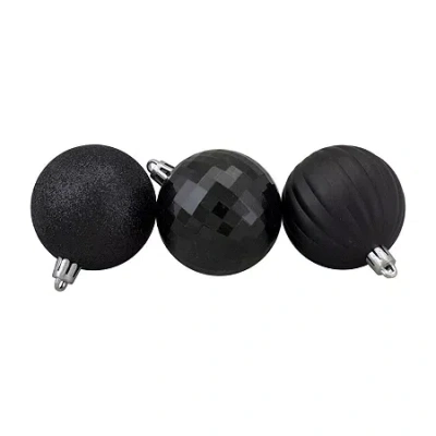 Northlight 3-finish Ball 100-pc. Christmas Ornament In Black