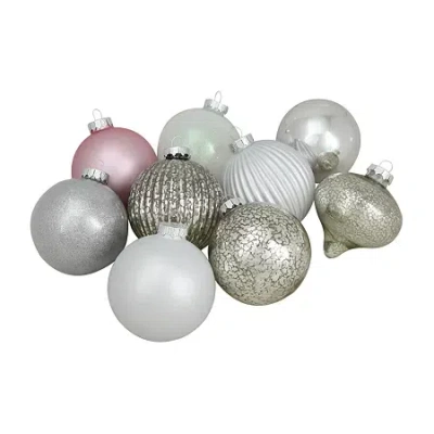 Northlight 3-finish Ball And Onion 9-pc. Christmas Ornament In Silver