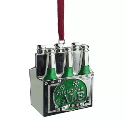Northlight 3'' Green And Silver ''christmas Ale'' Ornament With European Crystals