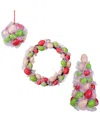 Northlight 3-piece Speckled Easter Egg Tree, Ball & Wreath Set In Pink