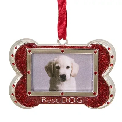 Northlight 3'' Red And Silver-plated Best Dog Bone Christmas Ornament With European Crystals