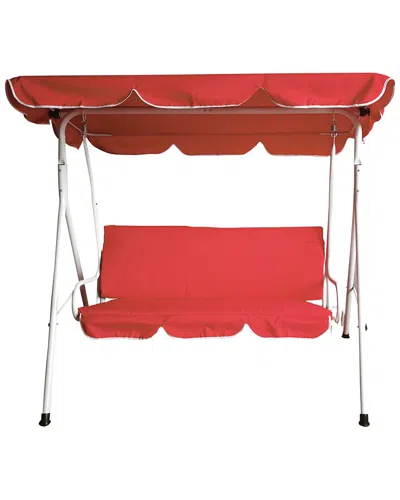 Northlight 3-seater Outdoor Patio Swing With Adjustable Canopy In Red