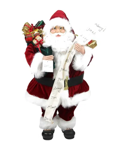Northlight Standing Santa Claus Holding A Naughty Christmas Figurine In Red