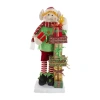 Northlight 30-inch Little Animated Elf With Star Musical Christmas Santa Figurine In Red