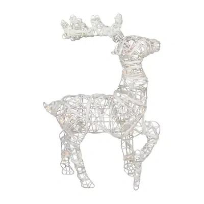 Northlight 30'' White And Clear Glittered Rattan Reindeer Outdoor Christmas Decoration