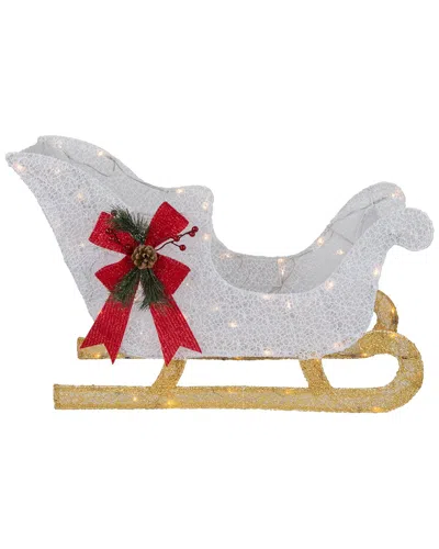 Northlight 30.25in Led Lighted Glittery White Sleigh Outdoor Display In Gold