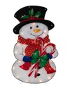 Northlight 30.5in Lighted Snowman With Candy Canes Christmas Outdoor Display In White
