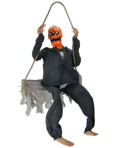 Northlight 30in Animated Swinging Pumpkin Man Halloween Decoration In Gray
