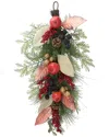 Northlight 30in Autumn Harvest Mixed Berry And Pine Needle Artificial Teardrop  Swag - Unlit In Red