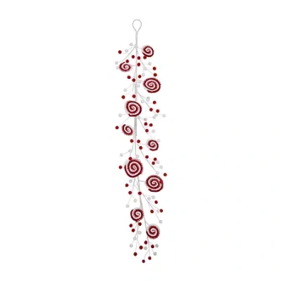 Northlight 30in Candy Cane And Pom Poms Christmas Indoor Garland In Red