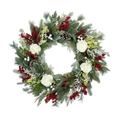 Northlight 30in Floral Unlit Wreath In Multi