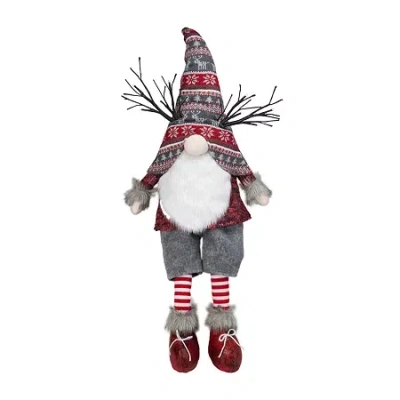 Northlight 30in Gray And Red Christmas With Led Antlers And Dangling Legs Christmas Gnome In Multi