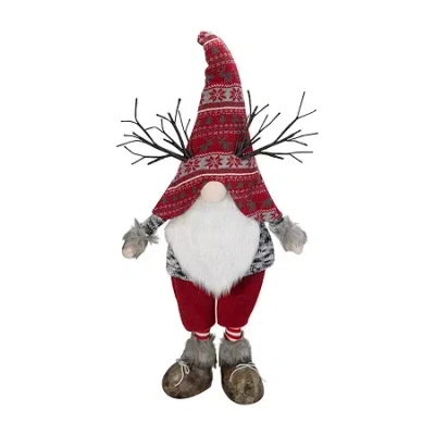 Northlight 30in Red Nordic Hat Standing Santa Christmas With Led Antler Christmas Gnome In Multi