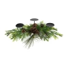Northlight 30"jingle Bell And Pine Cones Pillar Candle Holder In Green