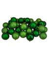 Northlight 32 Count Xmas Shatterproof 4- Finish Christmas Ball Ornaments 80mm Set, 3.25" In Green