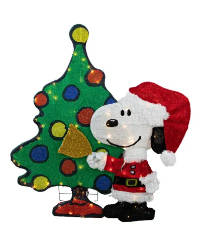 Northlight 32" Led Lighted Peanuts Snoopy And Christmas Tree Outdoor Decoration In Multi