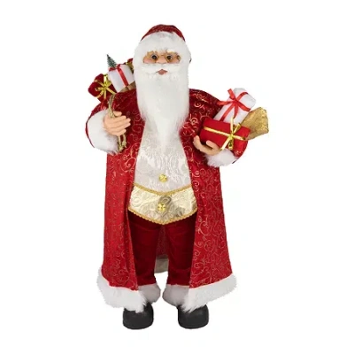 Northlight 32'' Red And Gold Santa Claus With Gifts Christmas Figure In Multi