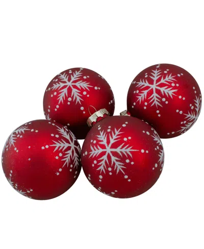 Northlight 3.25" Matte Glass Ball Christmas Ornaments 80mm, Set Of 4 In Red