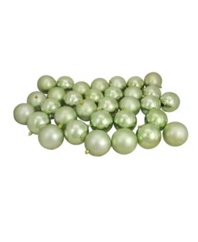 Northlight 32ct Celadon Green Shatterproof Matte And Shiny Christmas Ball Ornaments 3.25" 80mm