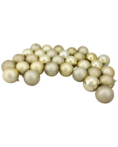 Northlight 32ct Champagne Gold Shatterproof 4-finish Christmas Ball Ornaments In Green