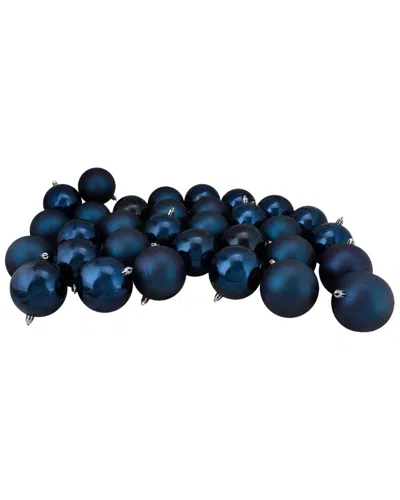 Northlight 32ct Sapphire Blue Shatterproof 2-finish Christmas Ball Ornaments  3.25in (80mm)