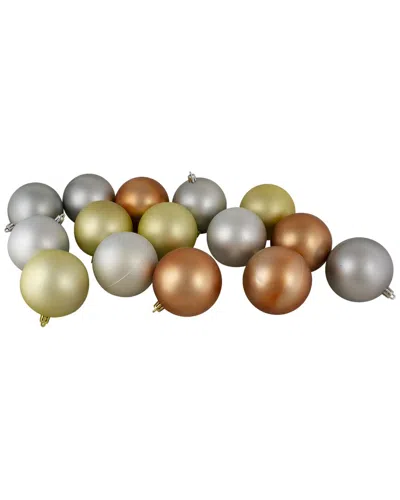 Northlight 32ct Silver Gold And Almond Shatterproof 2-finish Christmas Ball  Ornaments 3.25in (80mm)