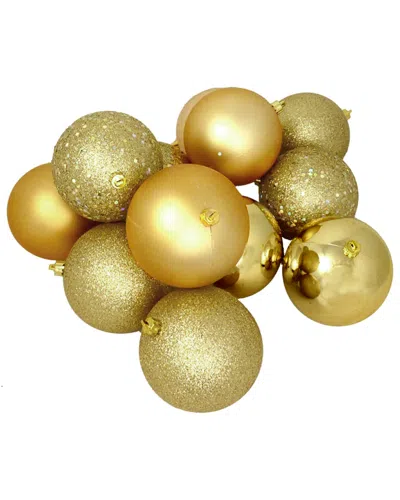 Northlight 32ct Vegas Gold Shatterproof 4-finish Christmas Ball Ornaments