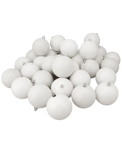 Northlight 32ct Winter White 4-finish Shatterproof Christmas Ornaments