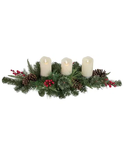Northlight 32in Decorated Artificial Pine Christmas Candle Holder Centerpiece In Green