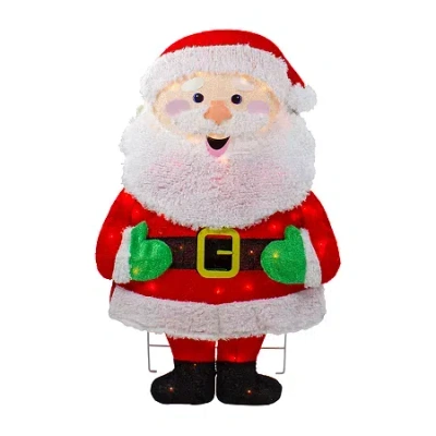 Northlight 32in Lighted 2d Chenille Santa Christmas Yard Art In Red